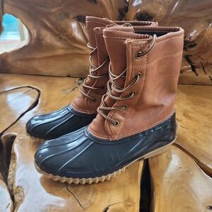 Original Duck Boots Womens Arianna Size 7.5 Brown Black Waterproof Lace Up